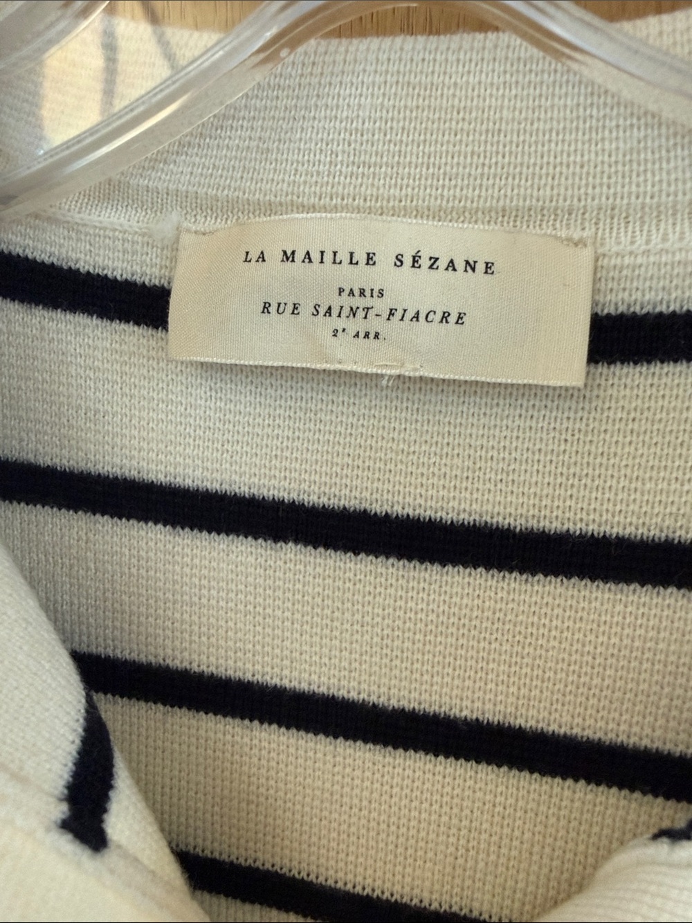 Sézane Betty Cardigan in Ecru and Navy Blue Color Womens size Small/Medium - Picture 4 of 13